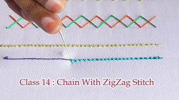 Class 14 : Chain with zig zag stitch | Types of aari stitches | Jini aari creatives