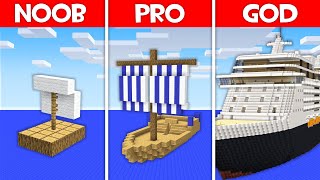 Minecraft Battle: SHIP HOUSE BUILD CHALLENGE - NOOB vs PRO vs GOD in Minecraft!