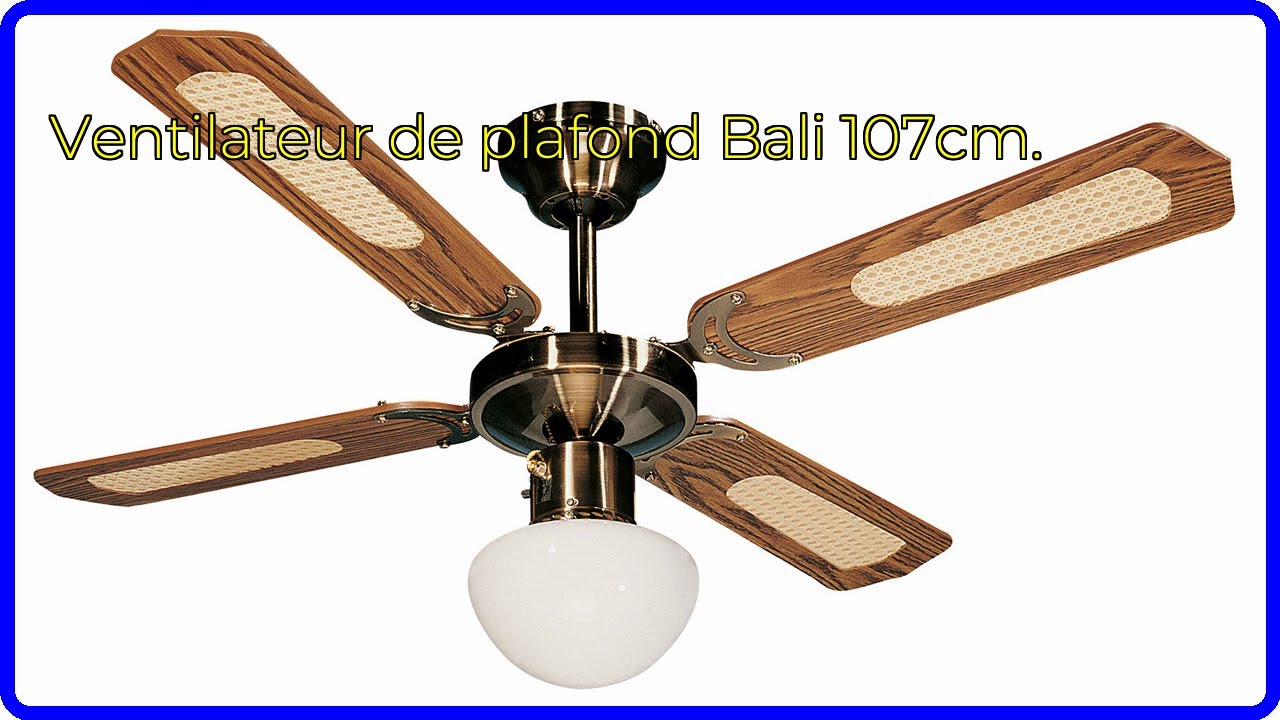 Farelek Bali Ventilateur De Plafond 107 Cm Brun - Silencieux, Réversible Avec Lumière E27