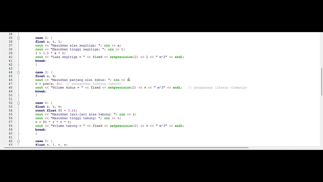 Menu Kalkulator Geometri C++ pada Code::Blocks - YouTube
