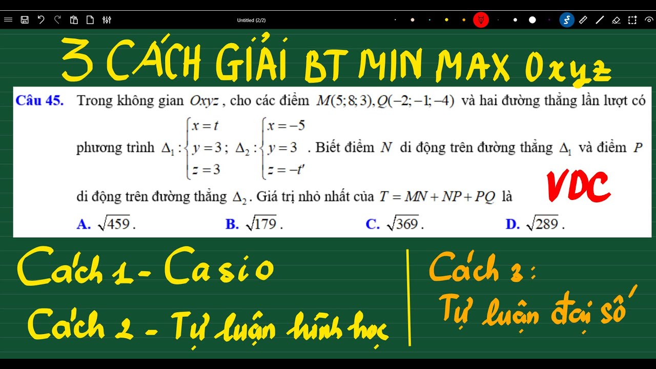 Casio giải bài toán cực trị Oxyz|Min max Oxyz VDC|Thầy Nguyễn Văn Huỳnh