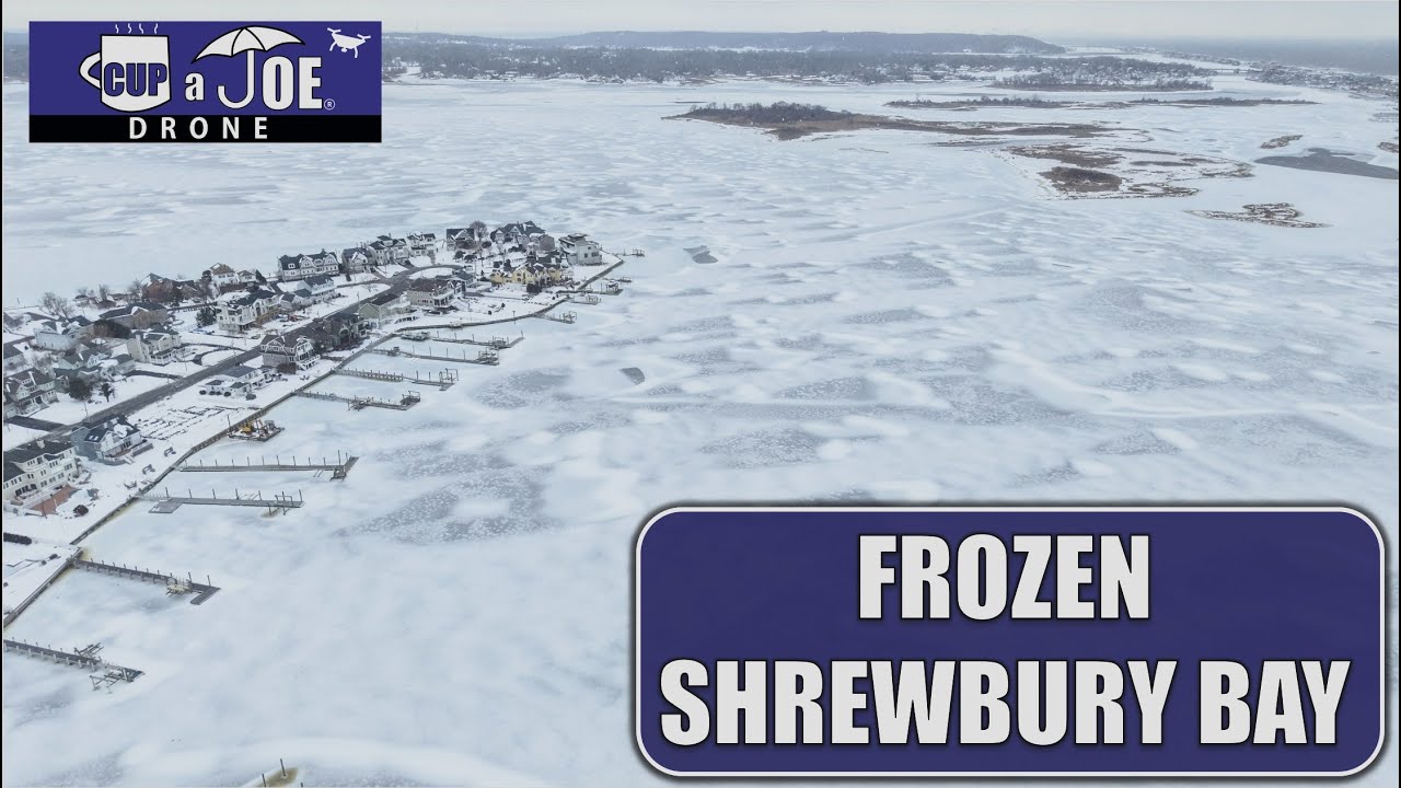 🧊Замерзший залив Шрусбери, Нью-Джерси | Съемка с дрона в формате 4K | 2026