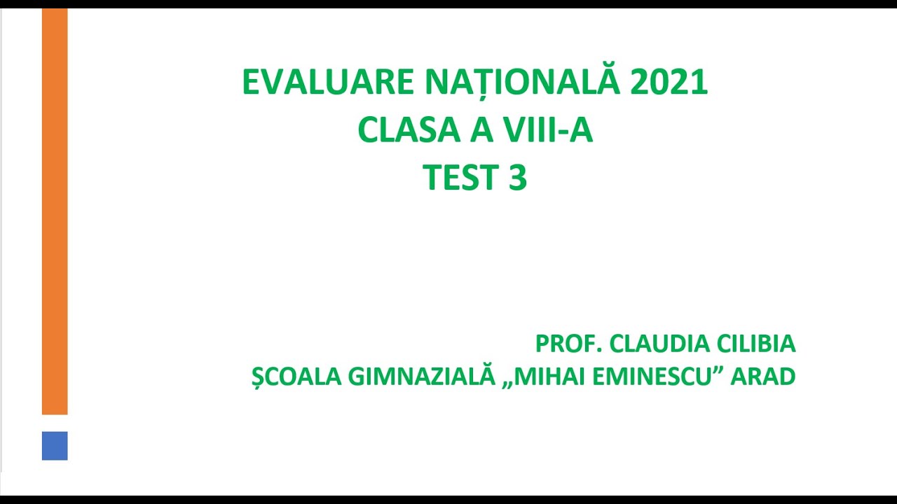 Evaluare nationala 2021 - Test de antrenament 3 - YouTube
