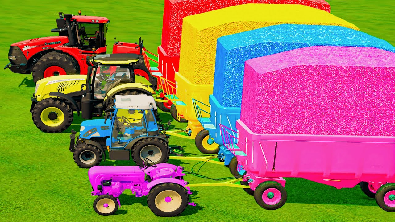 Tiny vs GIANT Tractors! EXTREME Muddy Parkour VS OVERLOAD Transport Challenge with Tractor - FS22