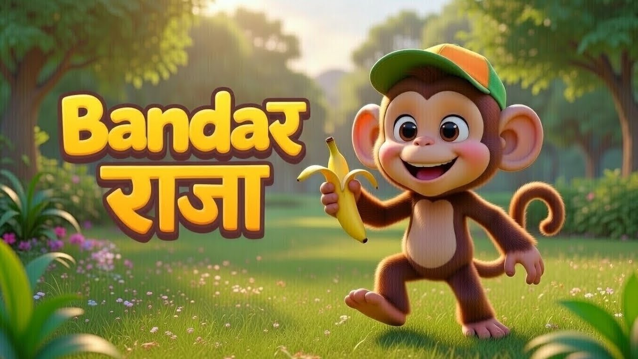 Bandar Raja 🐒 Cartoon Rhyme | Funny Monkey Song for Kids  3D Animation Hindi 