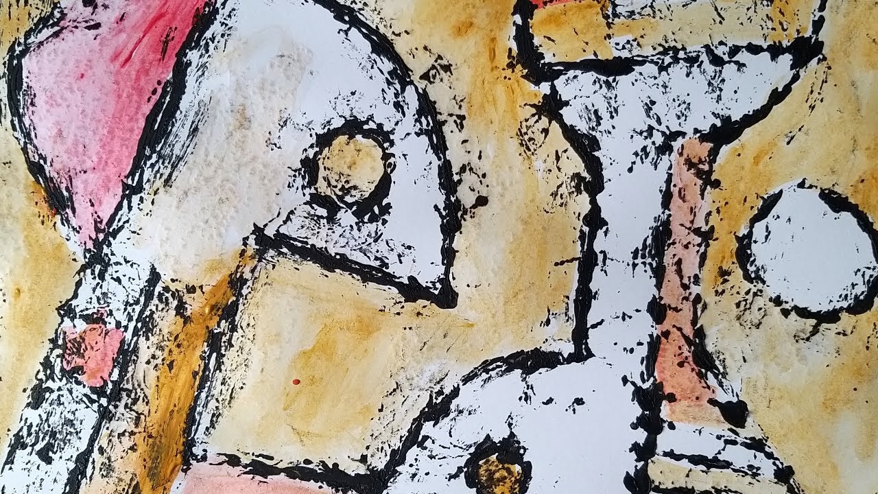 Mono-printing inspired by Paul Klee with Glue gun, Tin Foil and oil stick