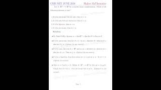 Csir net june 2024 solution | Linear Algebra | Linear Operator #questionid704027 #csirnetjune2024