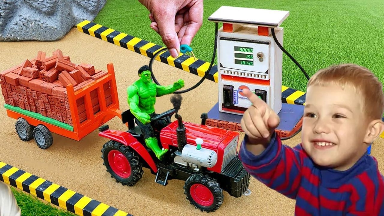Like this Petrol pump collapsed due to a cow Diy mini petrol pump making with bricks science project