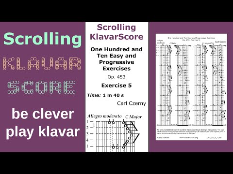 #5 from Carl Czerny "110 Easy and Progressive Exercises," Op.453 Scrolling KlavarScore Sheet Music