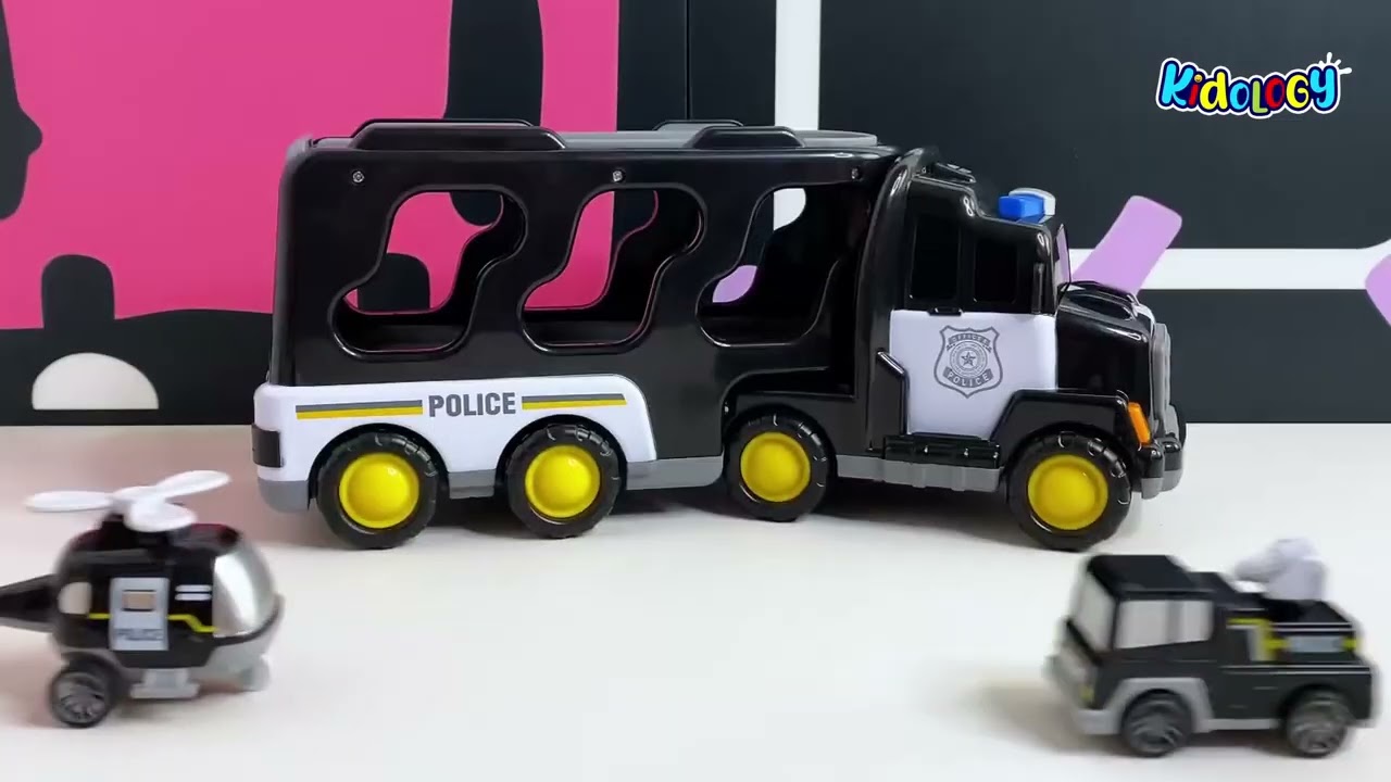 Kidology 5-in-1 Friction-Powered Police Truck Toy Set with Music – Montessori Educational