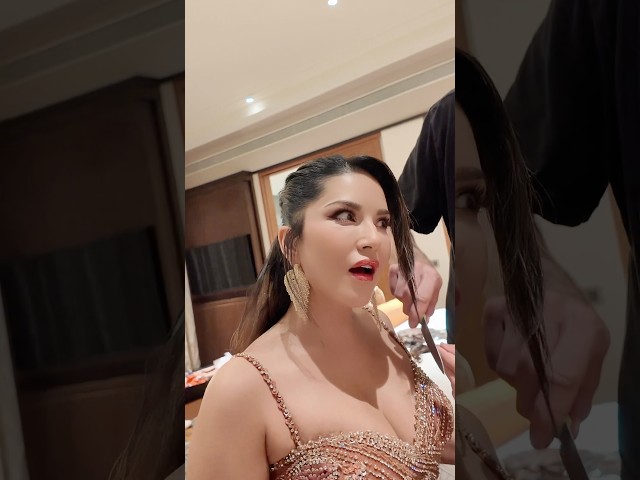 Sunny Leone’s Hairstylist Uses a KNIFE to Cut Her Hair! 😱✂️