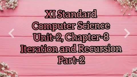 Class 11 Computer Science Unit-2, Chapter-8 Iteration and Recursion (Part-2)