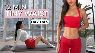 12 MIN Get a Tiny Waist & Flat Stomach Abs Pilates | Day 1