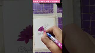 #flowers #leaves #howtopainteasy #domsbrushpens #simpleflowers #youtubeshorts #shorts #metalic pens