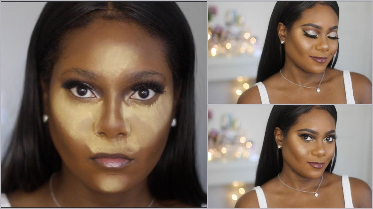 Darkskin Highlight Contour + Flawless Foundation Routine Detailed - YouTube