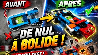 Je transforme une voiture Lego nul en bolide de courses crash test 