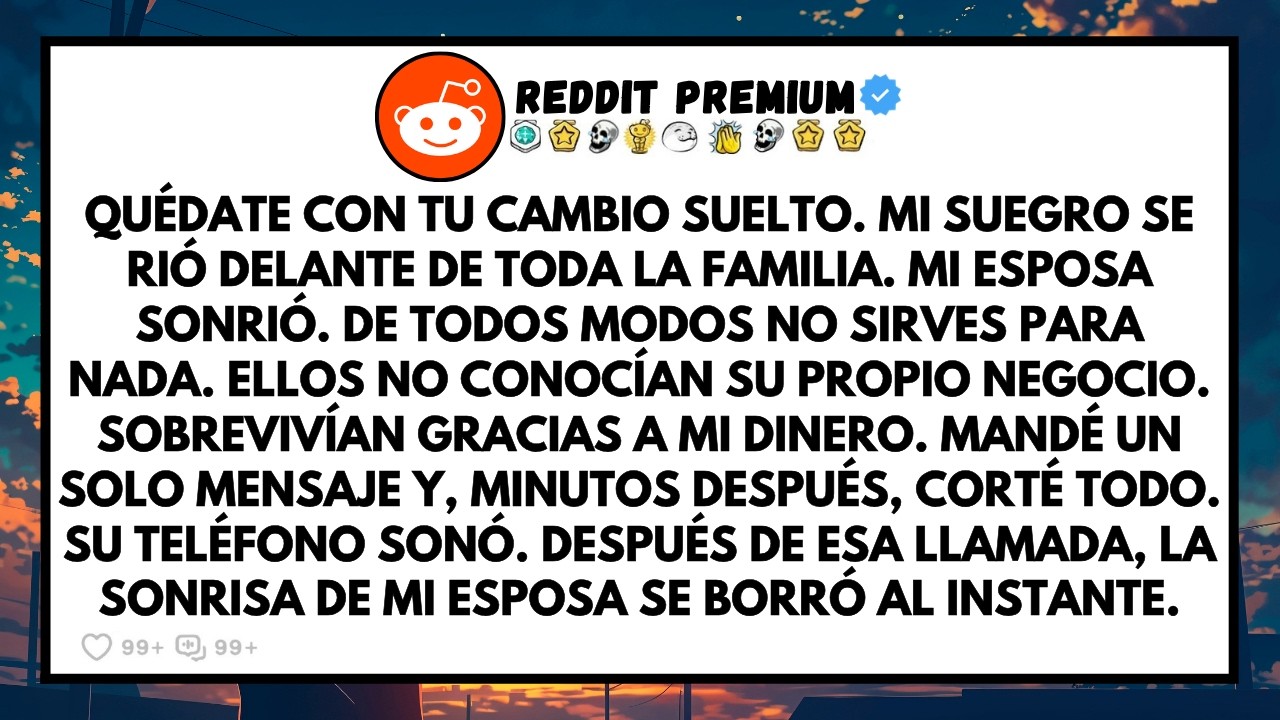 Me reí cuando mi suegro apartó mi sobre a un lado como si fuera calderilla. “Nuestro negocio vale decenas de millones, nosotros nos arreglamos solos”, dijo delante de toda la familia. Mi esposa lo...