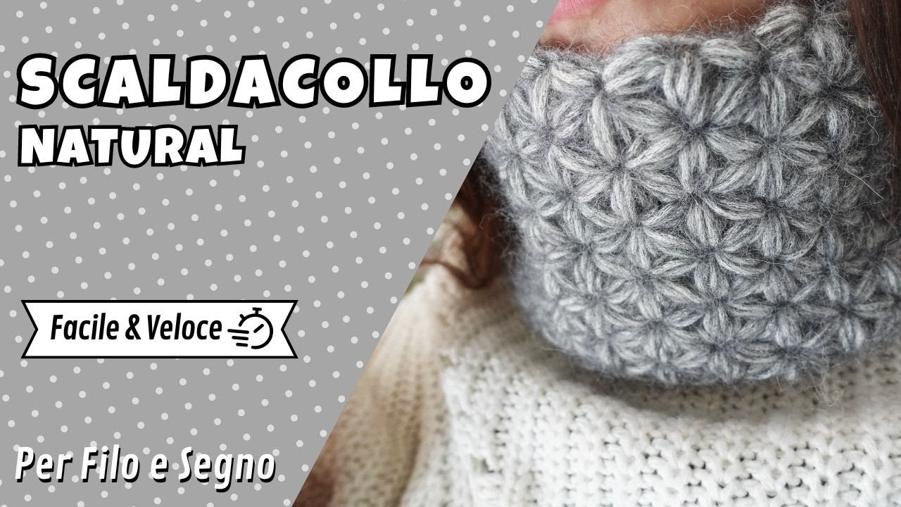 Scaldacollo Natural con punto Jasmine (o punto gelsomino) - YouTube