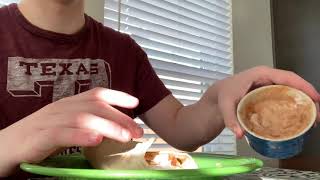 Dipping a bean burrito in bean dip with no volume for 5 minutes and 26 seconds