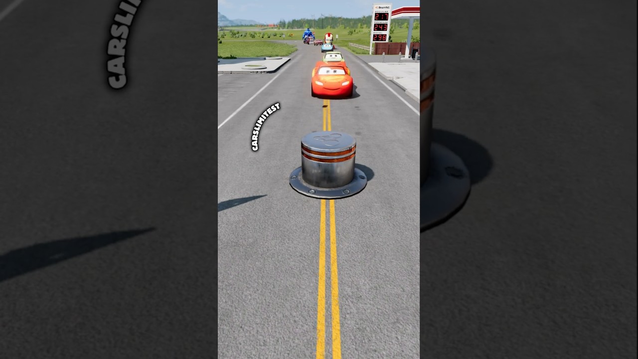 GİANT Car Bollard VS EPİC CARS – BeamNG drive