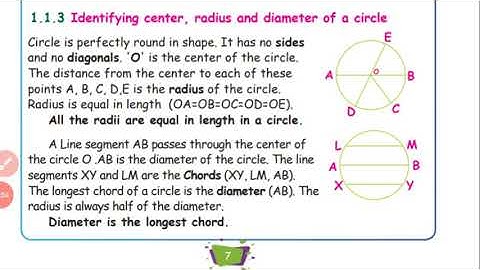 4th std Maths - Unit 1 - Identifying centre , radius and diameter of a circle