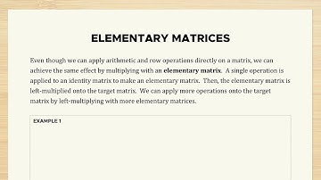 Elementary Matrices