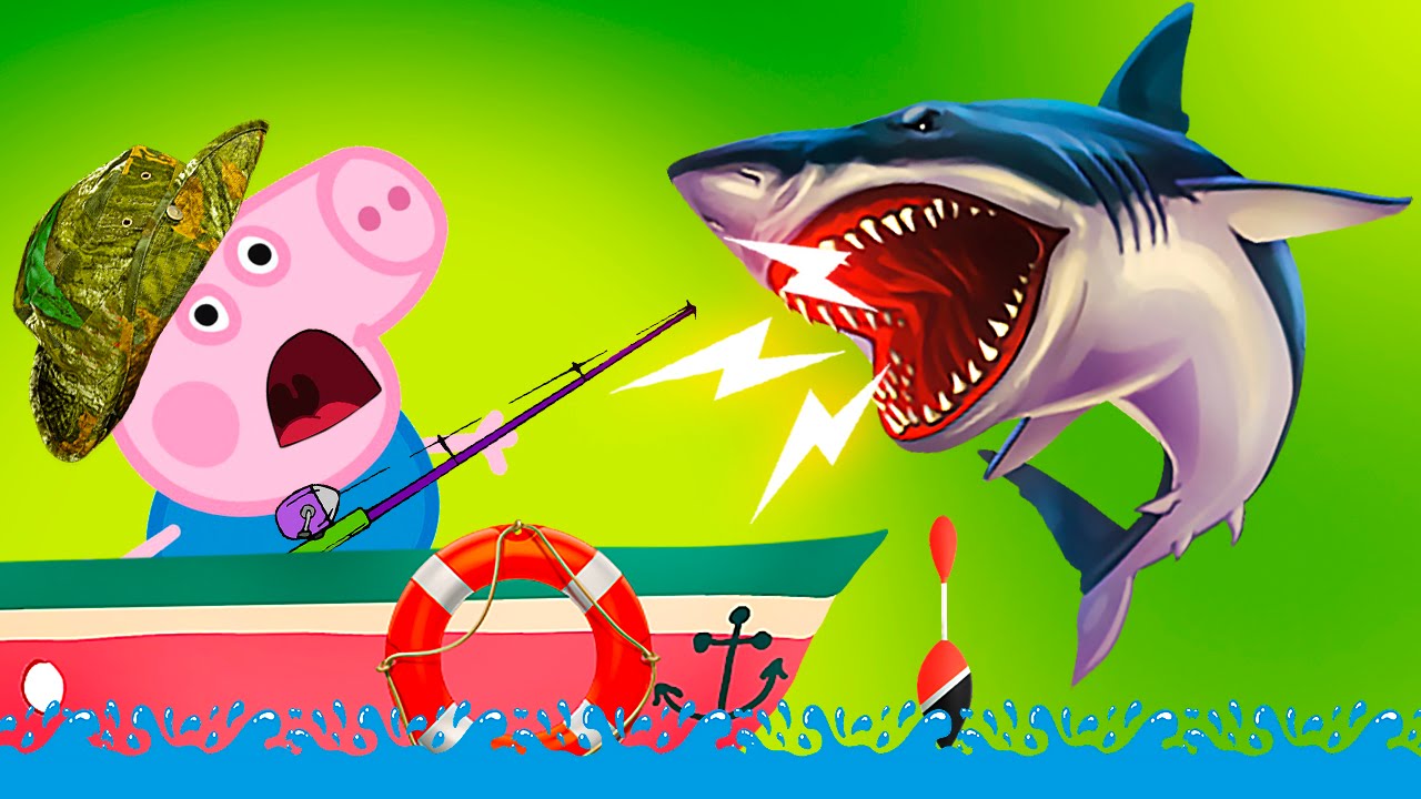 Свинка Пеппа на Джорджа Напала АКУЛА и чуть не укусила мультфильмы для ...