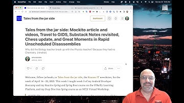 Mockito article and video, Travel to GIDS, Chess update, and Rapid Unscheduled Disassemblies