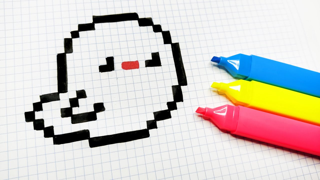 Halloween Pixel Art - How To Draw Kawaii Ghost #pixelart - YouTube