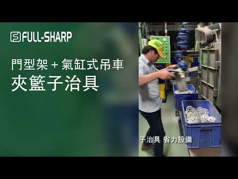 門型架搭配氣缸式吊車與夾籃治具