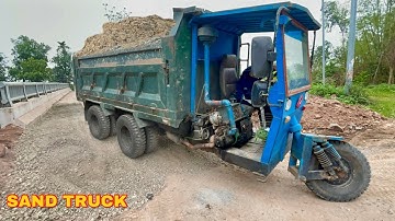 3 công nông chở cát độ khủng phanh hơi lốp kép máy 36 lên ben | 3 wheel sand truck diesel engine
