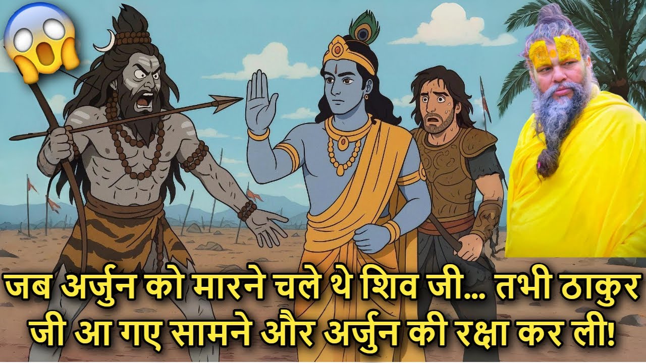 ⚔️🔥Shiv Ji Chale Arjun Ko Maarne… Tab Thakur Ji 🙏 Aa Gaye Aur Kar Li Raksha! Arjun Ki #premanandji