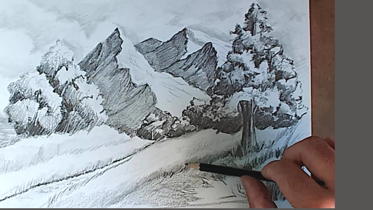 Amit Arts : Drawing, Painting and paper craft - Realistic Mountain  Landscape drawing https://youtu.be/0EH0mJwauGs | Facebook