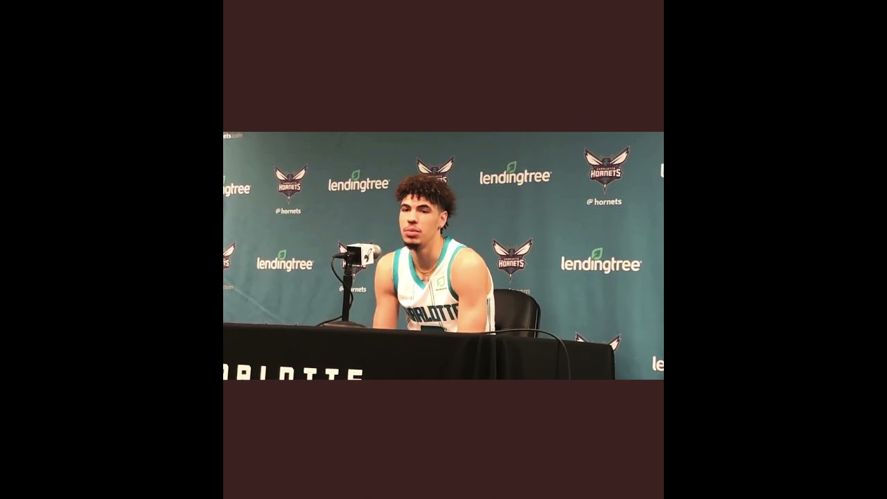LAMELO BALL SPEAKS AT HORNETS MEDIA DAY 