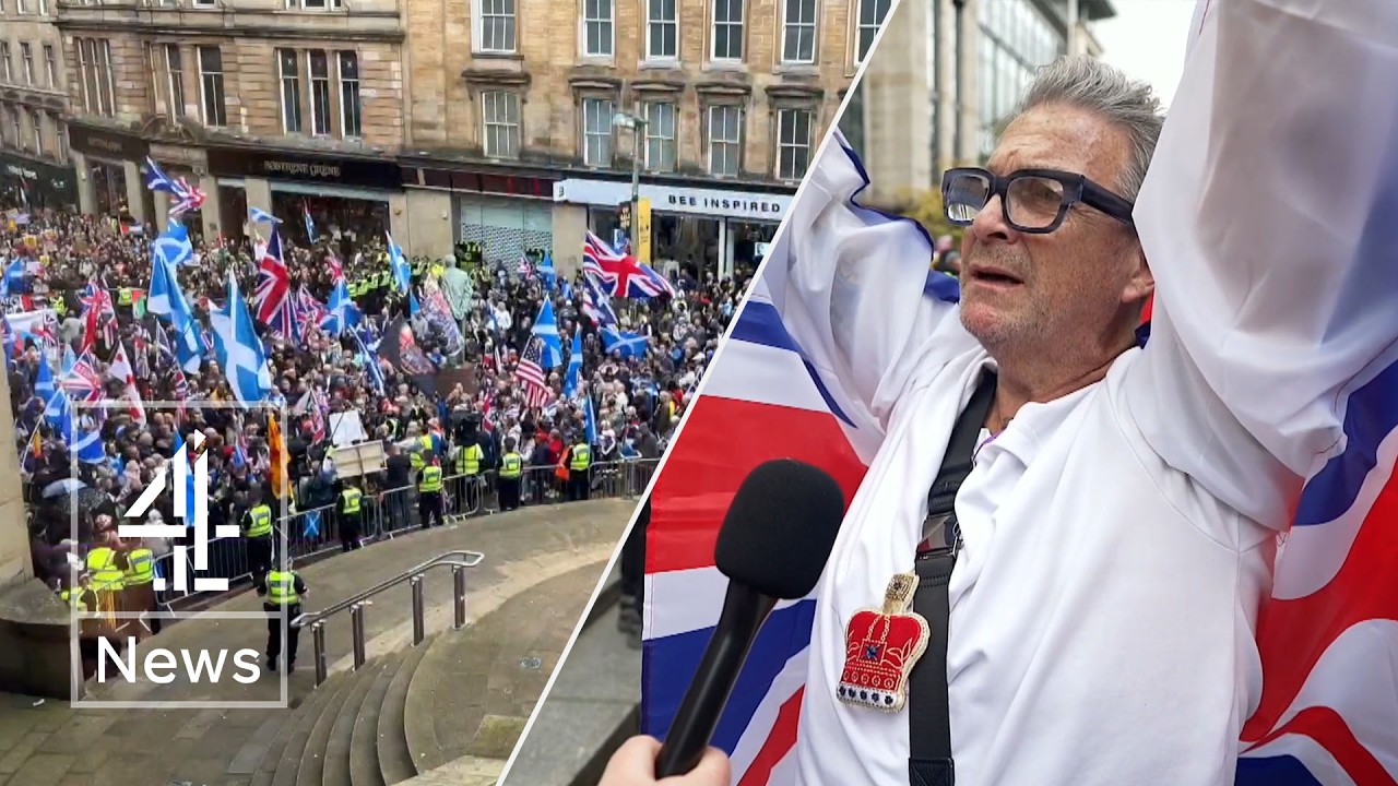 Protesters clash in Glasgow as immigration tensions rise in Scotland