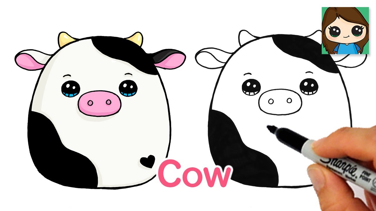 How to Draw a Cute Cow Easy ????Squishmallows - YouTube