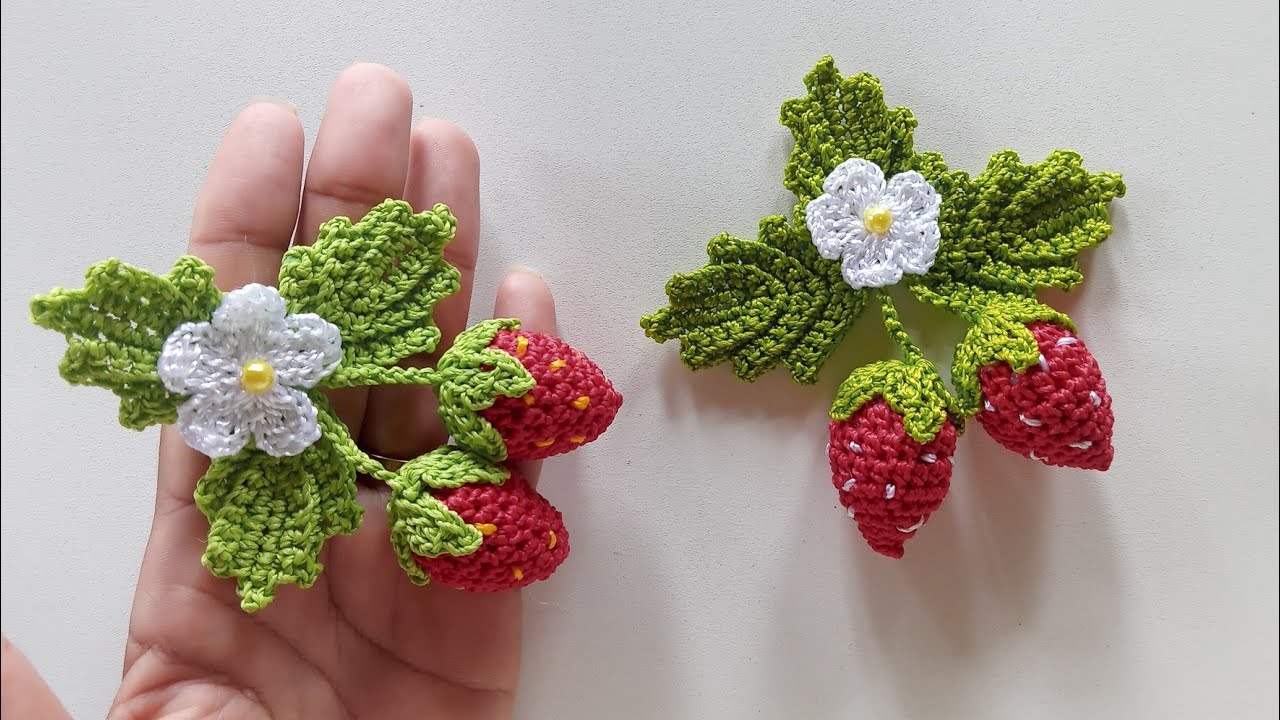 MORANGO DE CROCHÊ PARA APLICAÇÃO 🍓 | passo a passo by: Valdenete Crochê