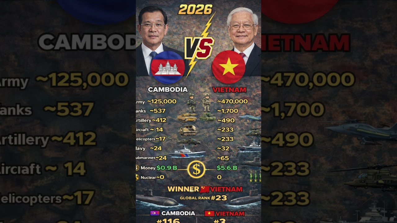 Cambodia vs Vietnam Military Power 2026
