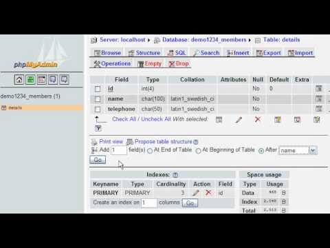 Inserting fields into database tables with phpMyAdmin - www.planethippo.com