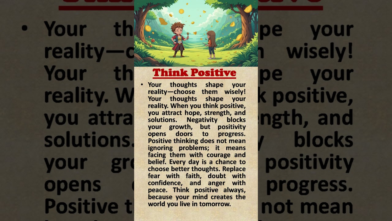 Think Positive | English Speaking Practice| Improve Your Fluency | Motivational Shorts 