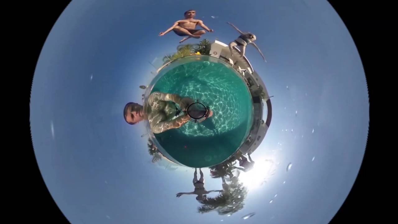 Swimming Pool Jump with 360bubble - tiny planet