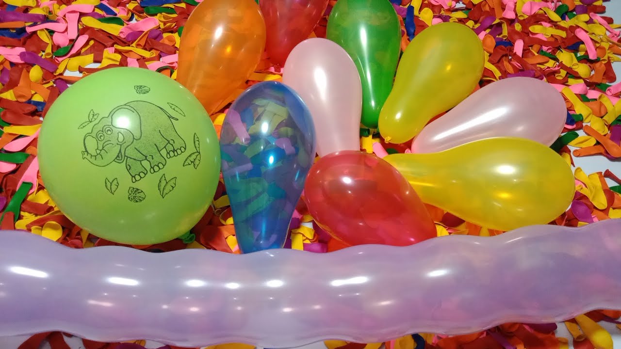Blow up Colorful mini balloons play and Fun with Big balloon and Stick