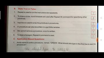 Class - 4th. Computer. Chapter - 8 -  WRITING PROCEDURES. (EXERCISE).
