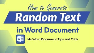 how to generate random paragraph in ms word    ms word tips and tricks 01