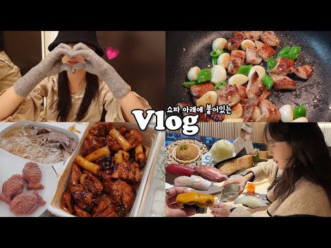 [먹방vlog] 누가 쇼파아래 꿀을 발라놨나🍯😋 _ 지코바+스시산코우+막창구이+음식,아이템 언박싱+아구포+붕어빵+쌀국수