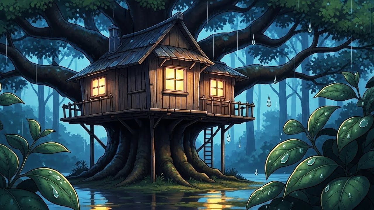 A Rainy Day Spent Together in a Tree House | Ghibli Everyday Life