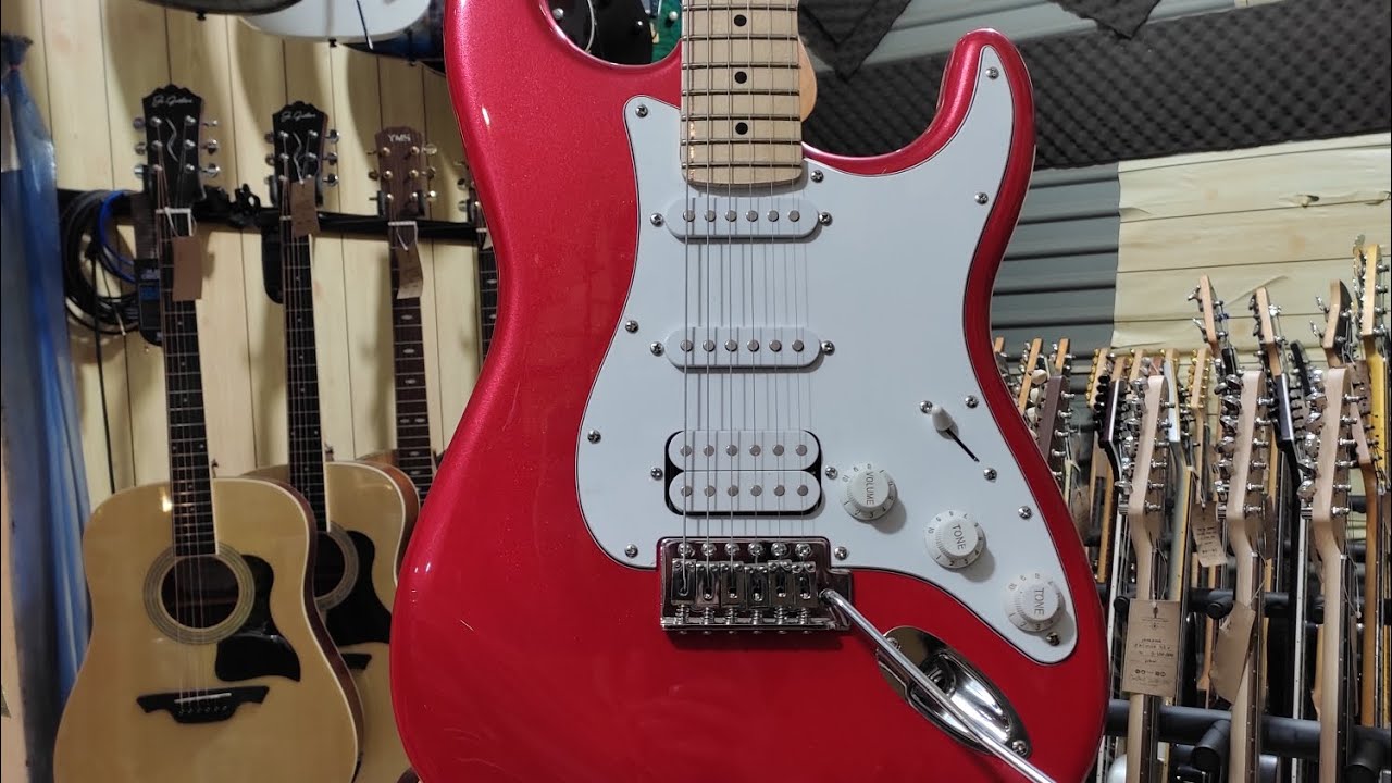 Real Kondisi YMS Guitars STR Standard Series HSS Metalic Red - YouTube