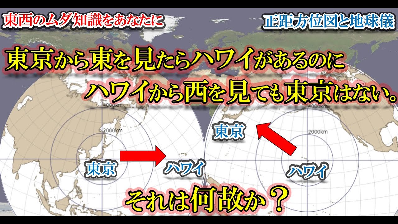 東西のせいで誤解されやすい正距方位図法