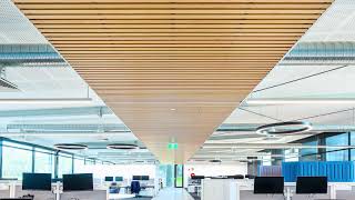 Melbourne Water fitout -  Feature Walls and Ceilings with Sculptform Timber Click-on Battens
