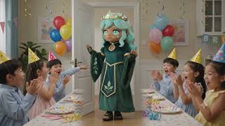 Mint Ice Cream Cookie Visits Birthday Party (Cookie Run Mascot Costume Character)